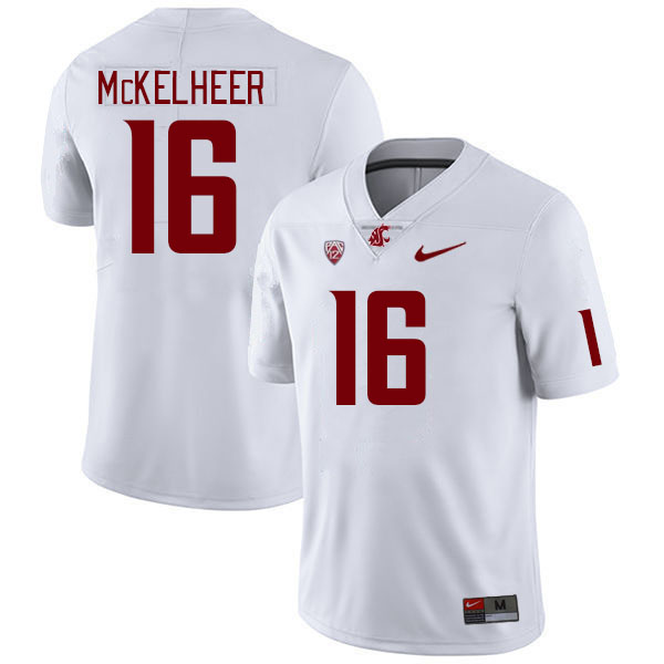 Men #16 Brady McKelheer Washington State Cougars College Football Jerseys Stitched Sale-White - Click Image to Close